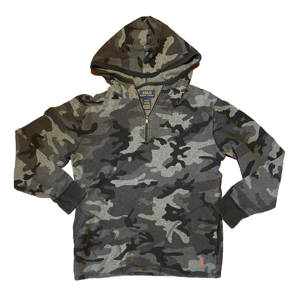 Polo Ralph Lauren Hoodie Mens M Camo Thermal 1/4 Zip Pullover Shirt